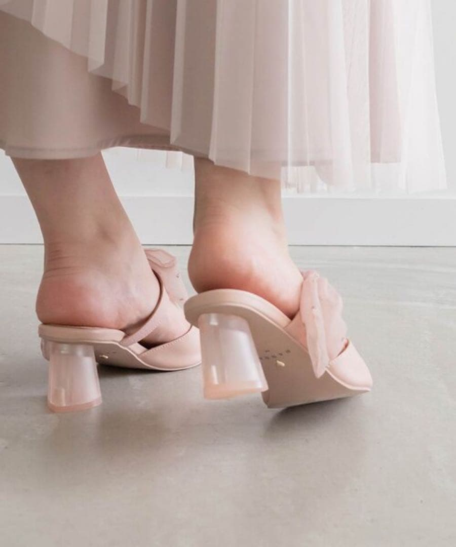 HEART collection】シアーリボンミュールパンプス 箱あり - メルカリ