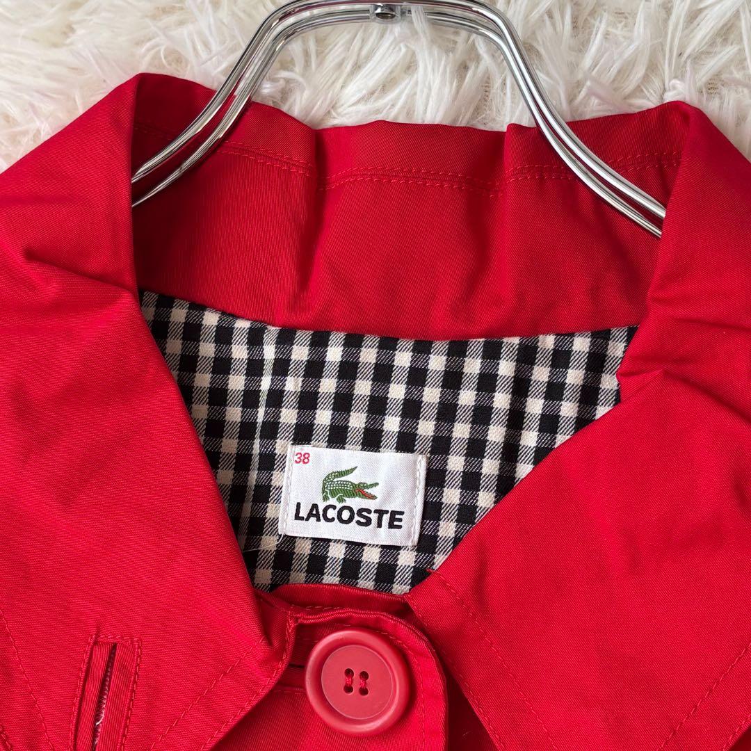 良品✨ ラコステ ステンカラーコート スプリングコート 赤 裏地