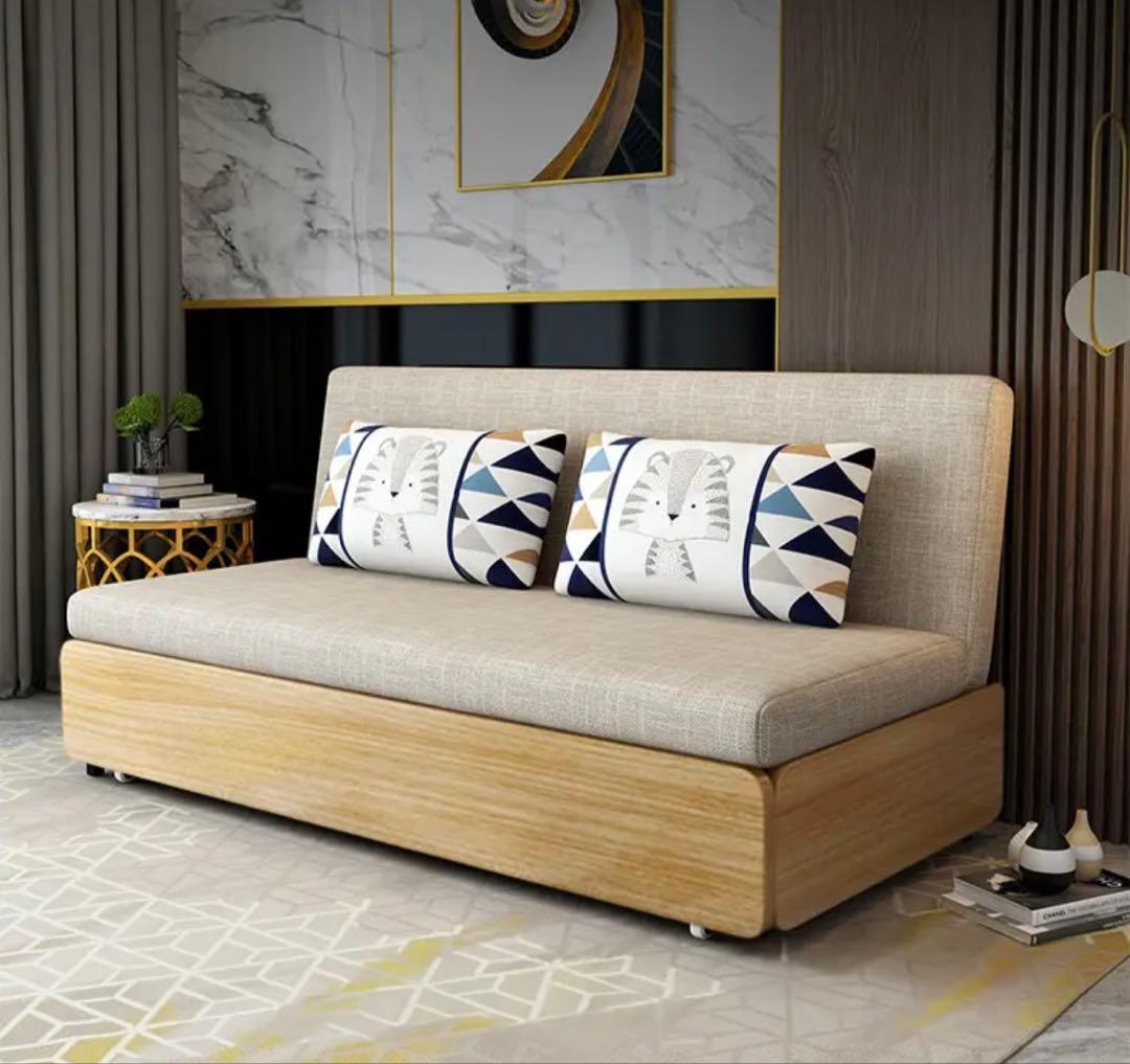 ベージュ ソファベッド クッション付き to meet ソファーベッド カイル2 ベージュ ソファーベット コンパクト