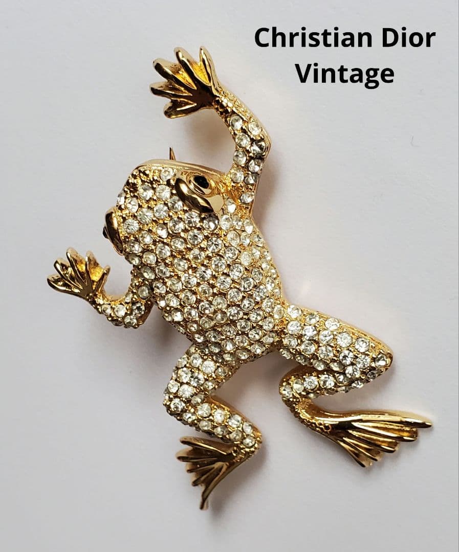 Christian Dior　ヴィンテージ　カエル　ビジューブローチ　ジュエリー AVONエイボン カエル グリーンエナメル ピンブローチ / ヴィンテージ