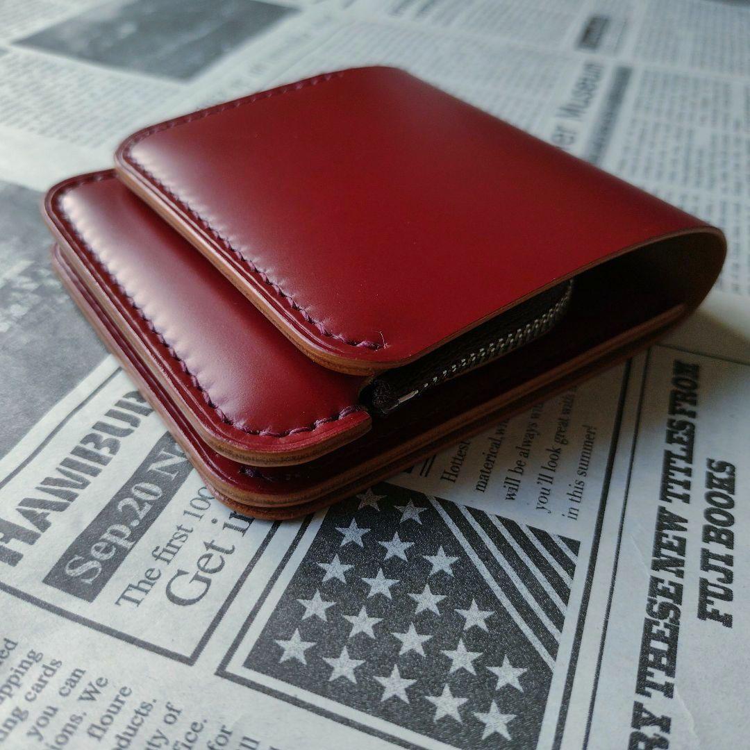 やや訳あり　総コードバン　ショートトラッカー　ウォレット ◇コードバン◇お札を折らず、大収納☆トラッカーウォレット◇ショート