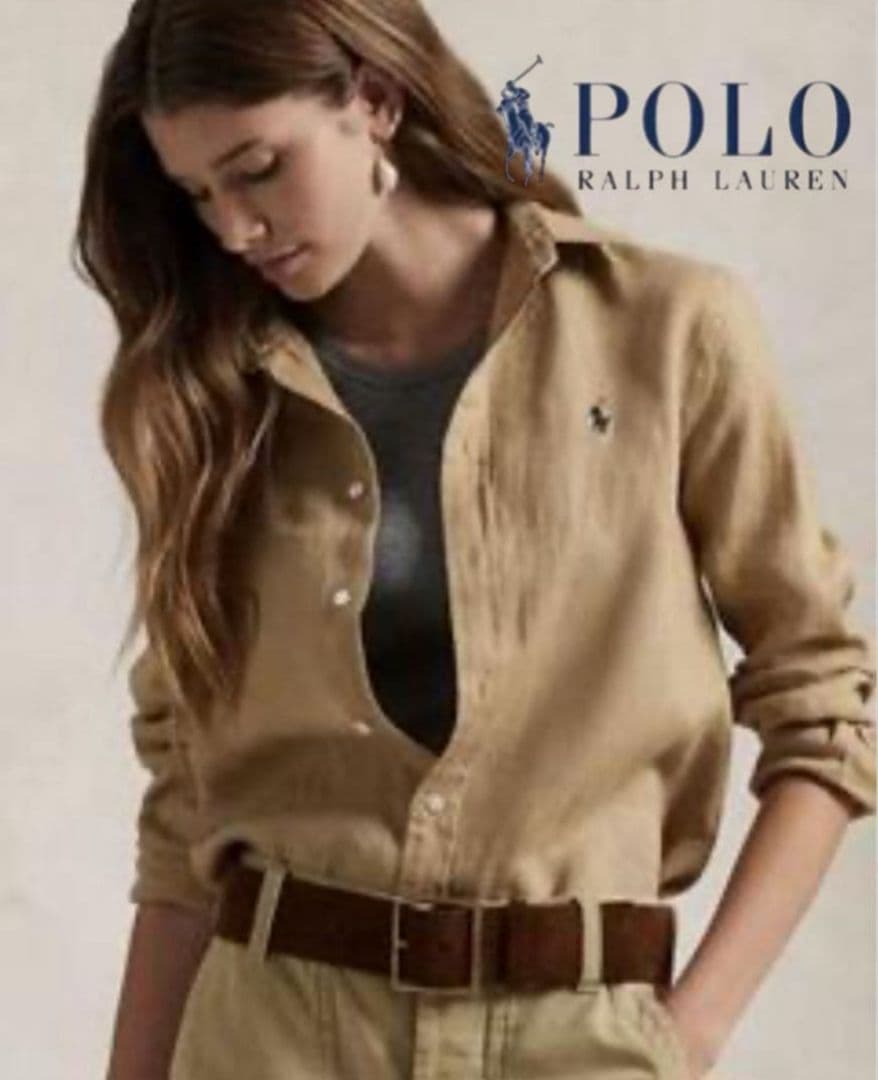 ✨極美品 ポロ ラルフローレン ベージュリネンシャツ SP クラシックフィット クラシック フィット リネン シャツ （シャツ・ブラウス）｜POLO RALPH