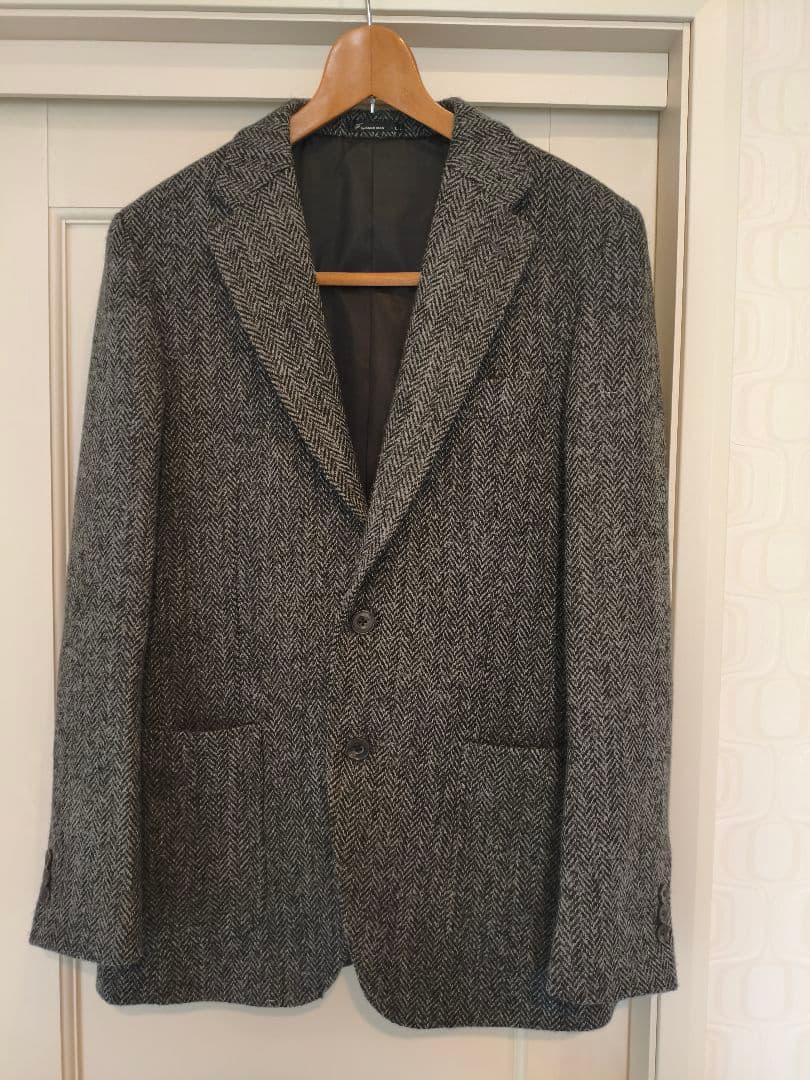 【試着のみ】Harris Tweed ヘリンボーン テーラードジャケット　L 80s USA製 Harris Tweed ヘリンボーン ハリスツイード テーラード
