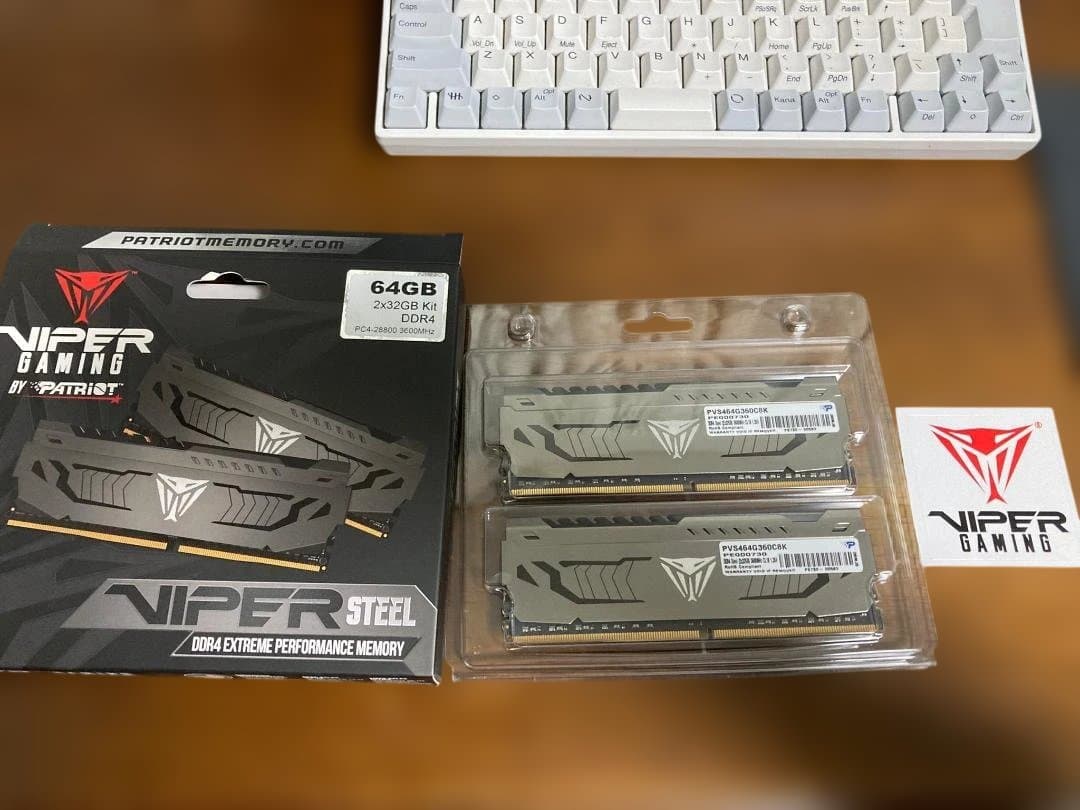 C*n様 DDR4　3600MHz　64GB(32GBx2) Viper Ste Patriot Viper Steel RGB DDR4 RAM 64GB (2X32GB) 3600MHz CL20 1.35v