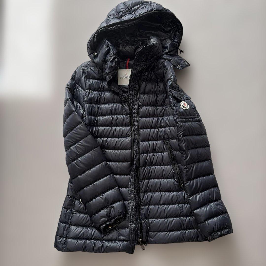 MONCLER ブラックダウンジャケット サイズ1 MONCLER (モンクレール) BIGワッペン フルジップ CITALA ダウン
