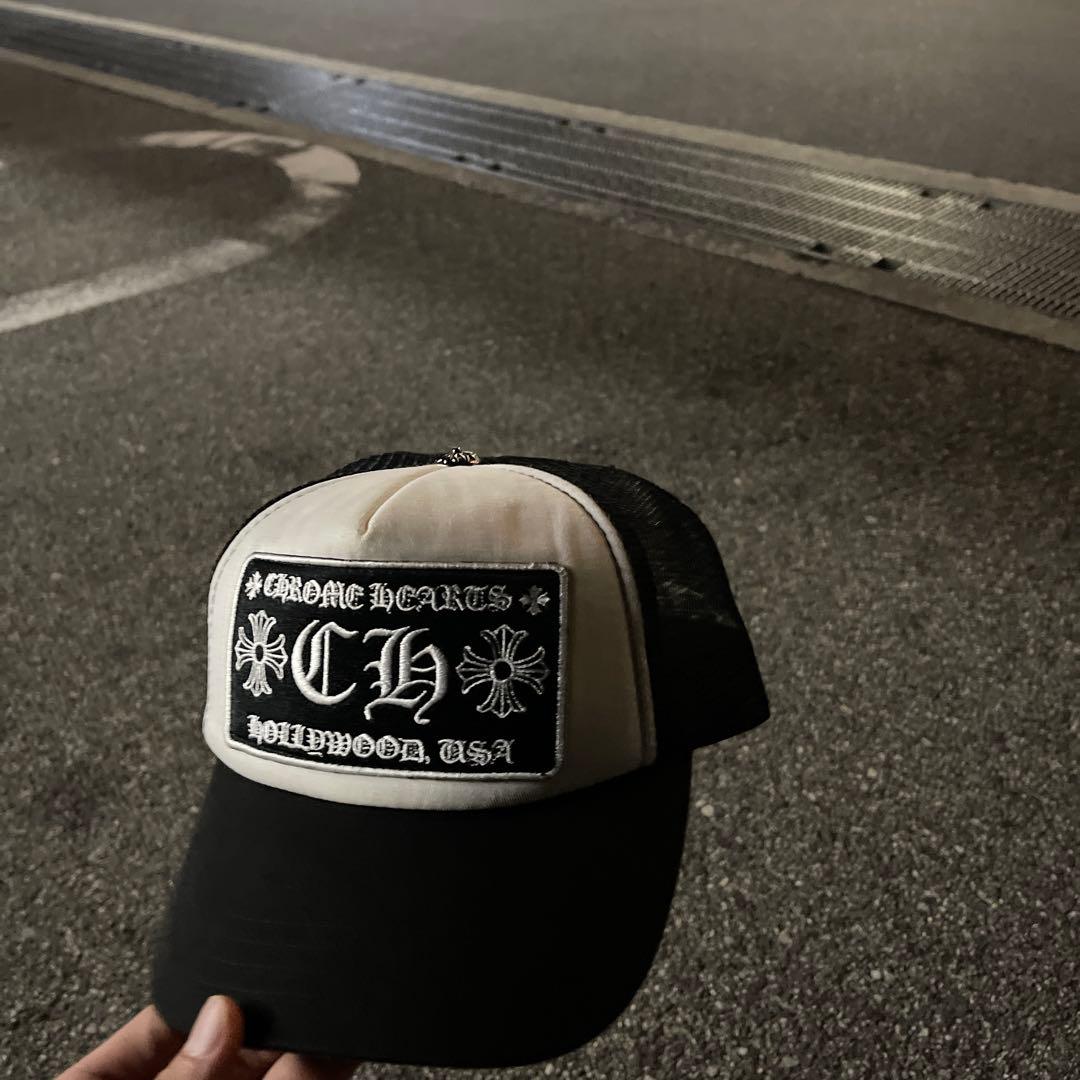 CHROME HEARTS トラッカーキャップ ブラック/ホワイト クロムハーツ CH トラッカー メッシュ キャップ ブラック × ホワイト