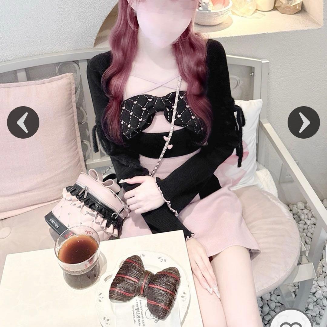 ハニーミュウ Bigリボンアンサンブルワンピース ♡モノグラムリボンアンサンブルワンピース♡ ¥13,000(+tax) 胸元の