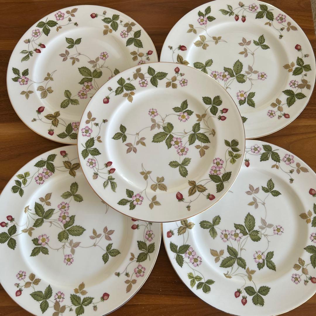  Wild Strawberry 皿 5枚セット 紅茶セット付き】 ウェッジウッド スパイラル トレイ 21cm ワイルド