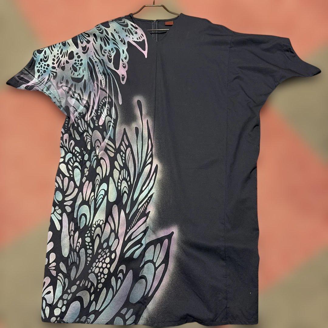 ヨーカン　紺色　チュニック フラウグラット 3シーズン活躍♪ きれい見えジャカード編み柄の