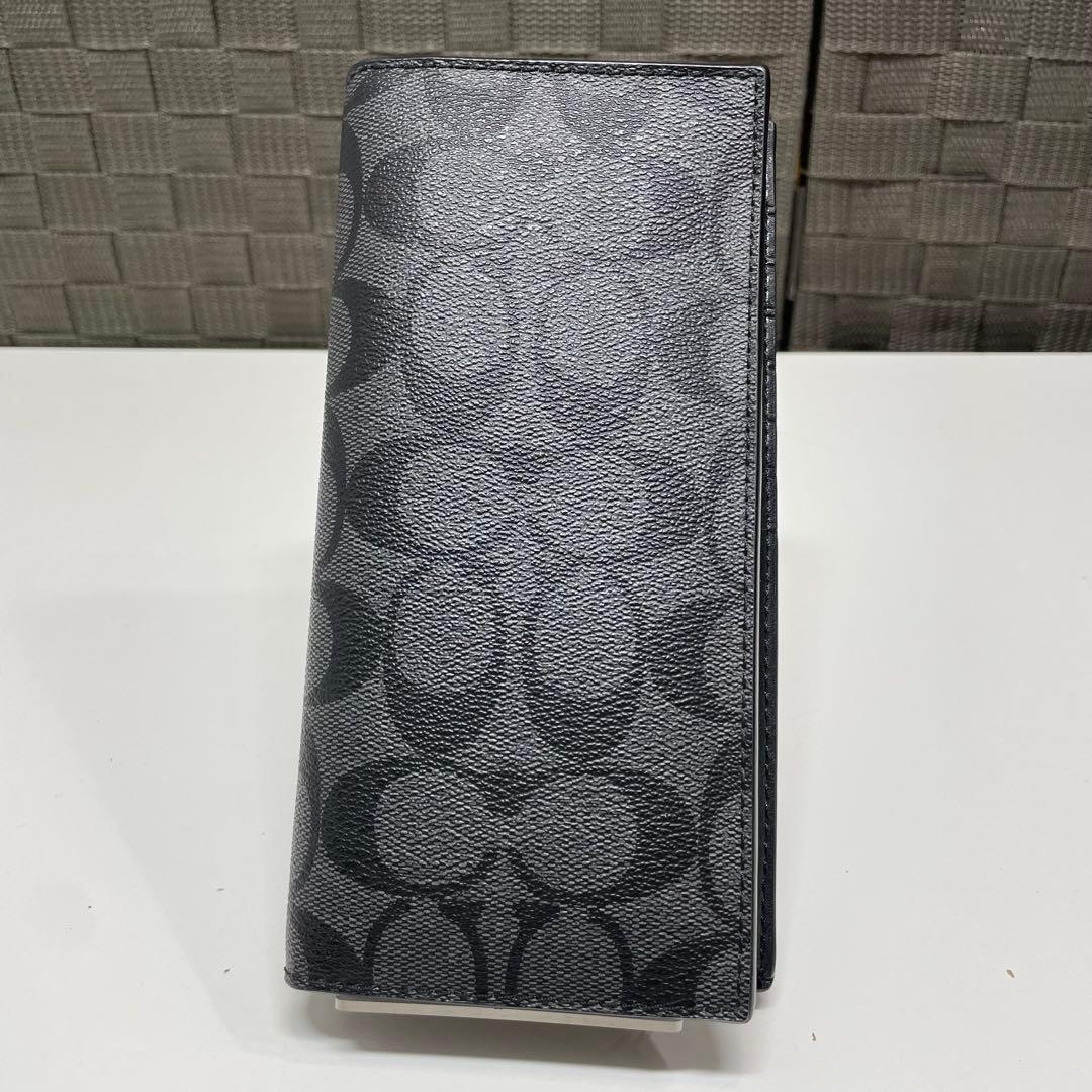 音*魂様 COACH グレー 長財布 型押しロゴ COACH（コーチ） 国内発送 財布 メンズ 長財布 シグネチャー