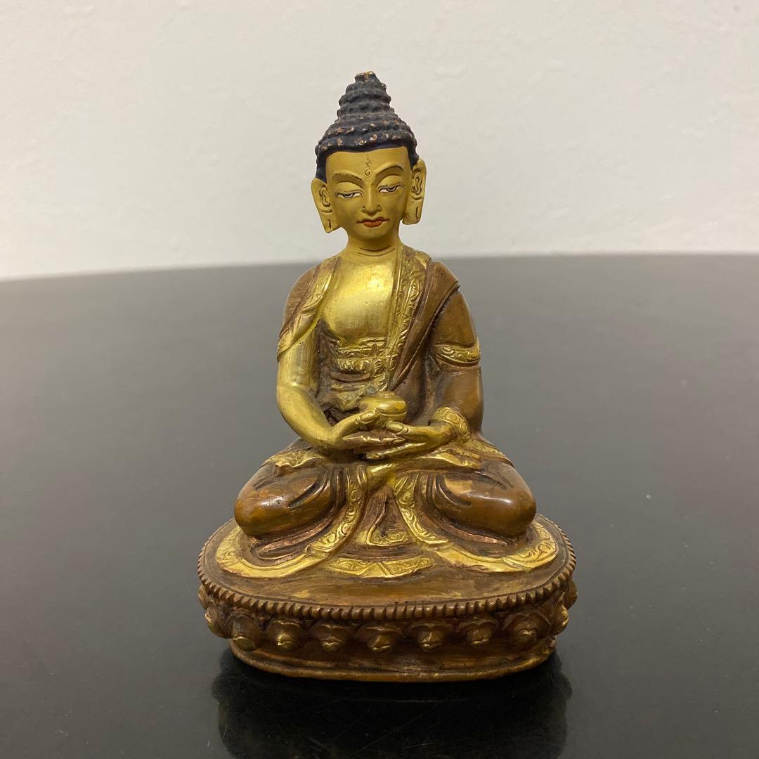 仏教美術 古銅鍍金 チベット仏 薬師如来像 仏像 金銅銀錯の如来像（チベット密教） - 日本文化資料センター
