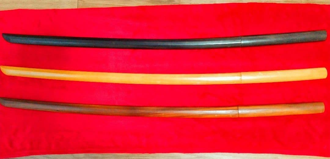【都城 荒牧木刀】稀少国産材 高級木刀 縞黒檀 枇杷 スヌケ 太刀３本セット スヌケ 剣峰 木刀 大刀/小刀 ※磨き仕上 剣道具 晨風堂 -しんぷうどう-