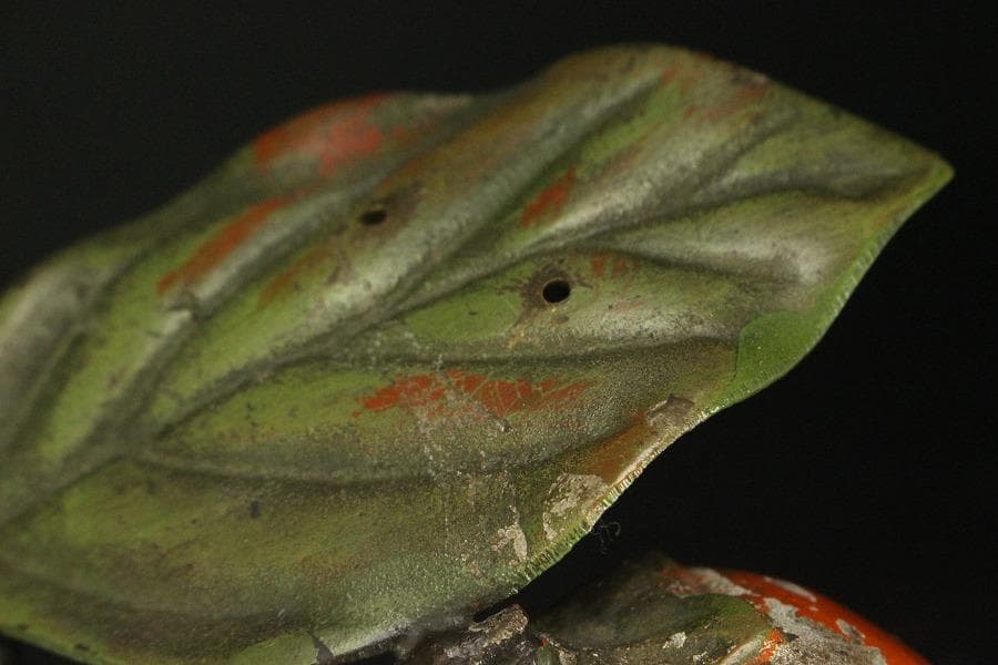 柿 木枝実 野鳥 置物 金属工芸(メ1168)