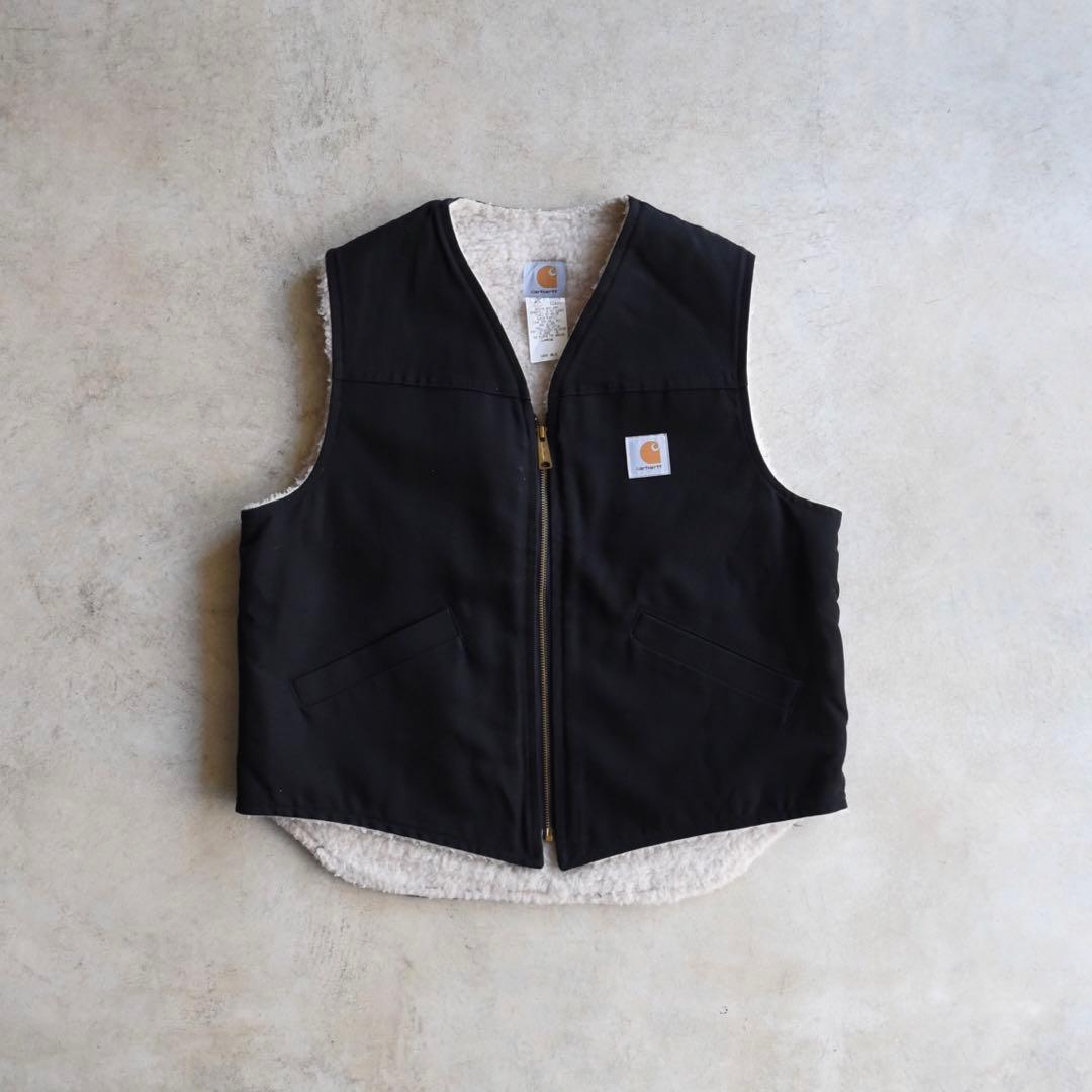 90s Carhartt カーハート ダックベスト黒ブラック ボア L USA製 - メルカリ