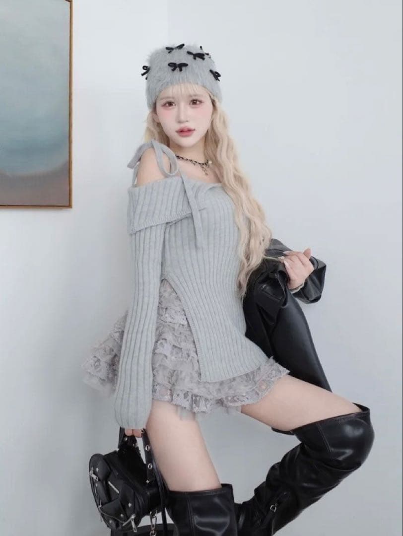 Darich ランダムフリルニットセットアップ ︎ グレー free - メルカリ