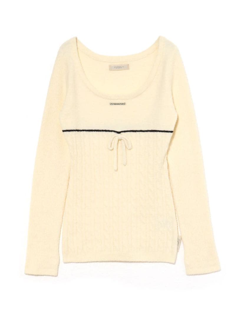 ルームウェア・パジャマ Sugar knit cable tops ivory 腹巻き セットアップ 長袖もちもちモールニットルームウェア 上下