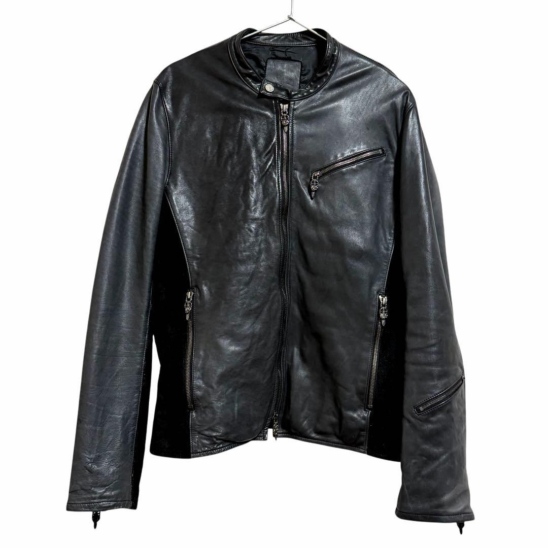 h*e様 日本製ホースハイド馬革シングルライダース 純銀タガーハートジッパーレザ シングルライダースジャケット （ホースハイド） ブラック Y706 – Liason