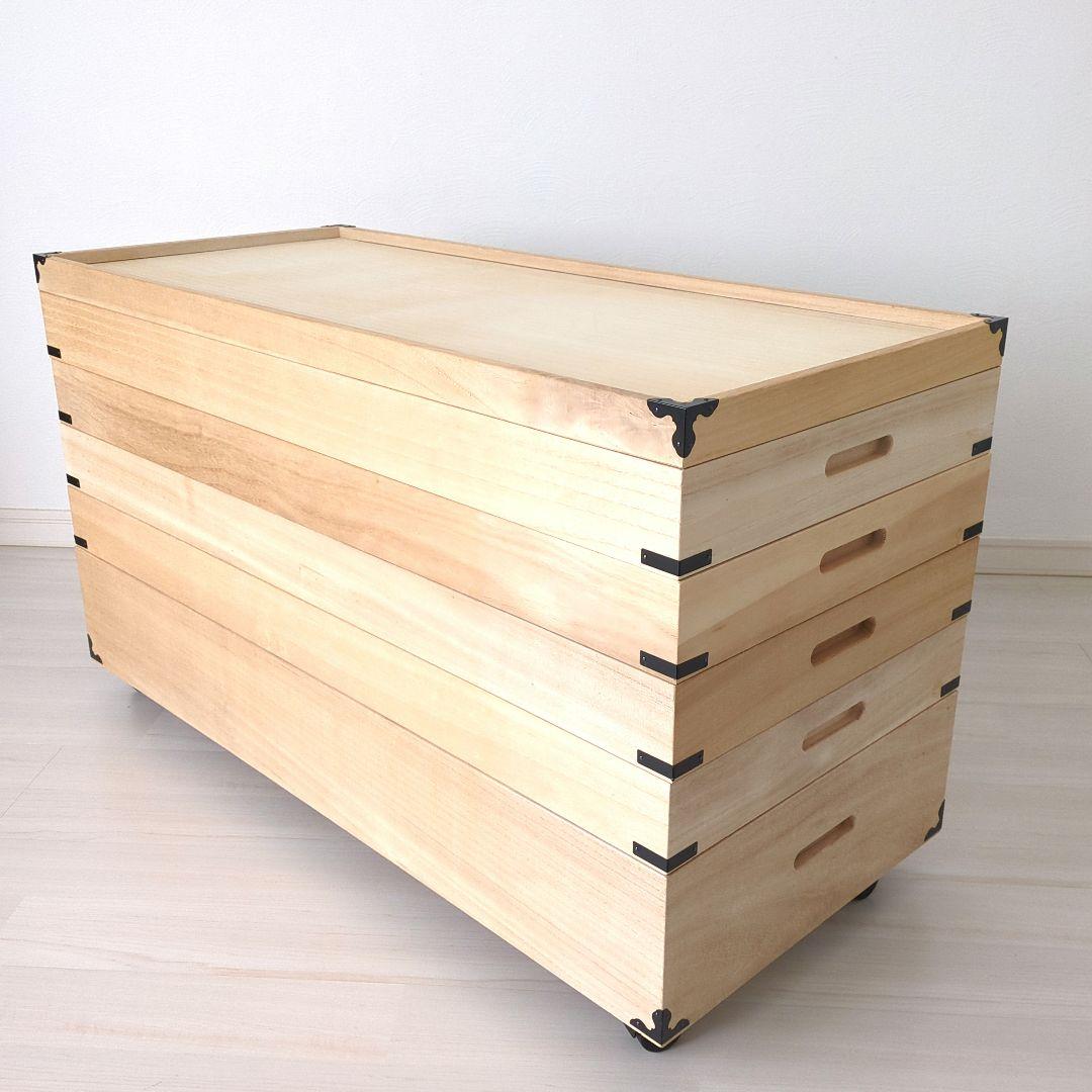 桐衣装箱 5段＋蓋 キャスター付き 着物収納 桐 衣装箱 5段 キャスタ−付き 国産 完成品 大川家具 衣装ケース 桐