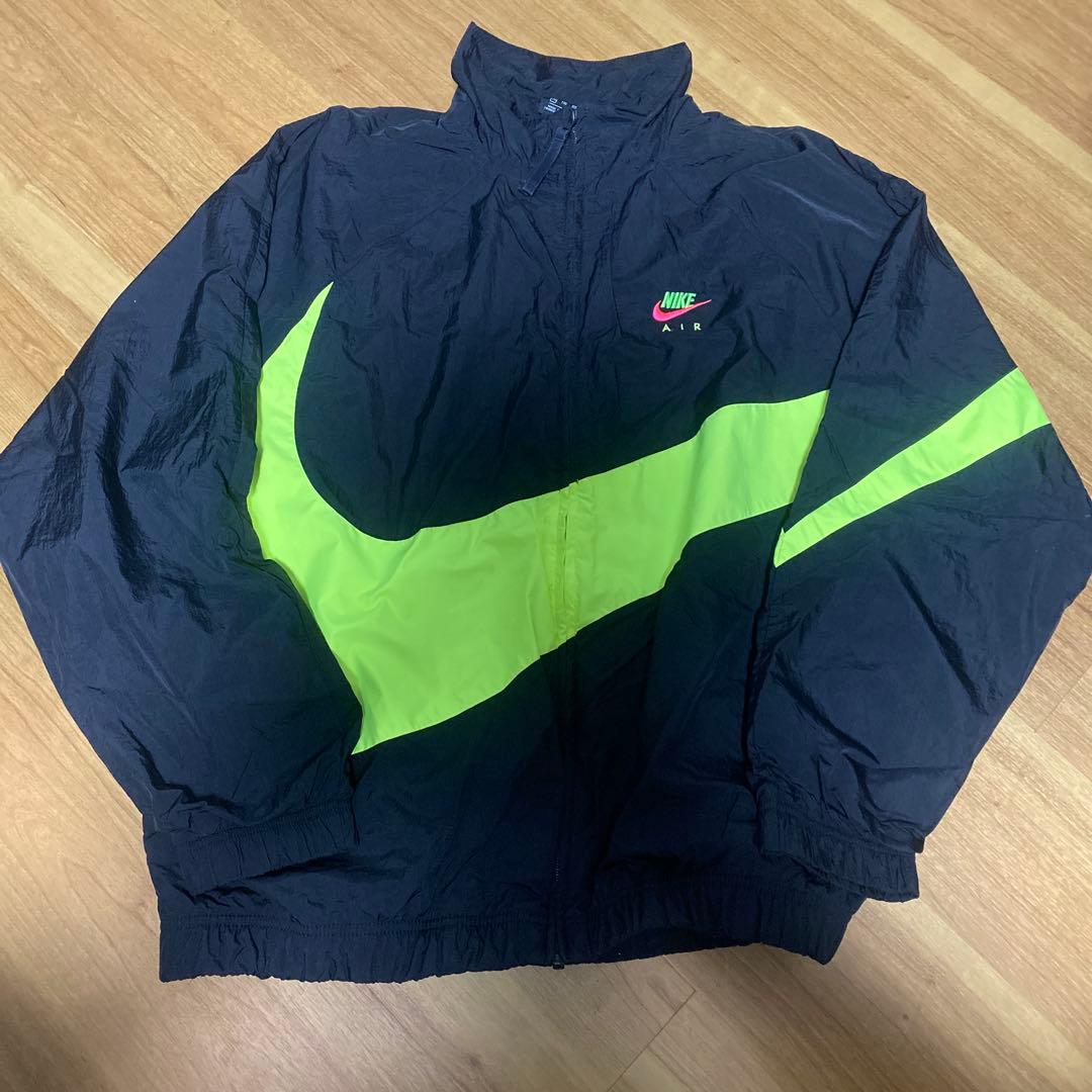 Nike 黒ライムグリーン　ナイロン生地　セットアップ　上2XL 下 XL 希少 NIKE ナイロン セットアップ 上下セット ダブルスウッシュ XL ナイキ