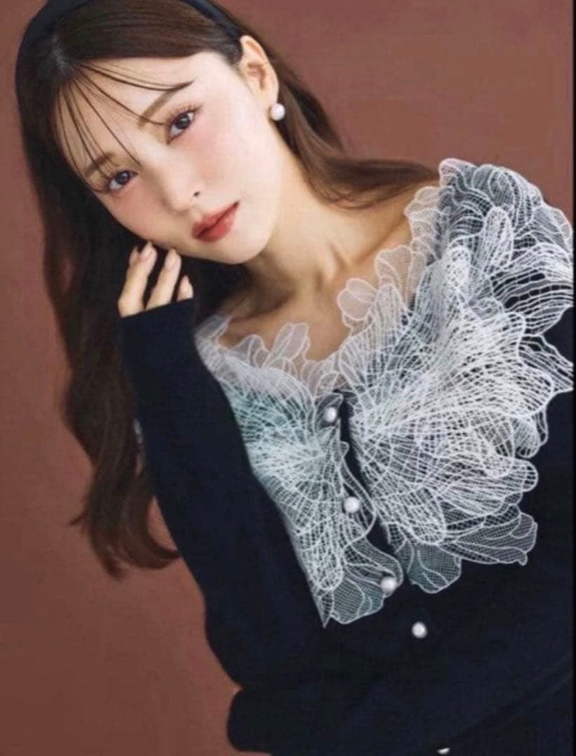 poláura ポローラ　 レースフリルカーディガン　ブラック タグ付き レースフリルカーディガン – poláura OFFICIAL ONLINE STORE