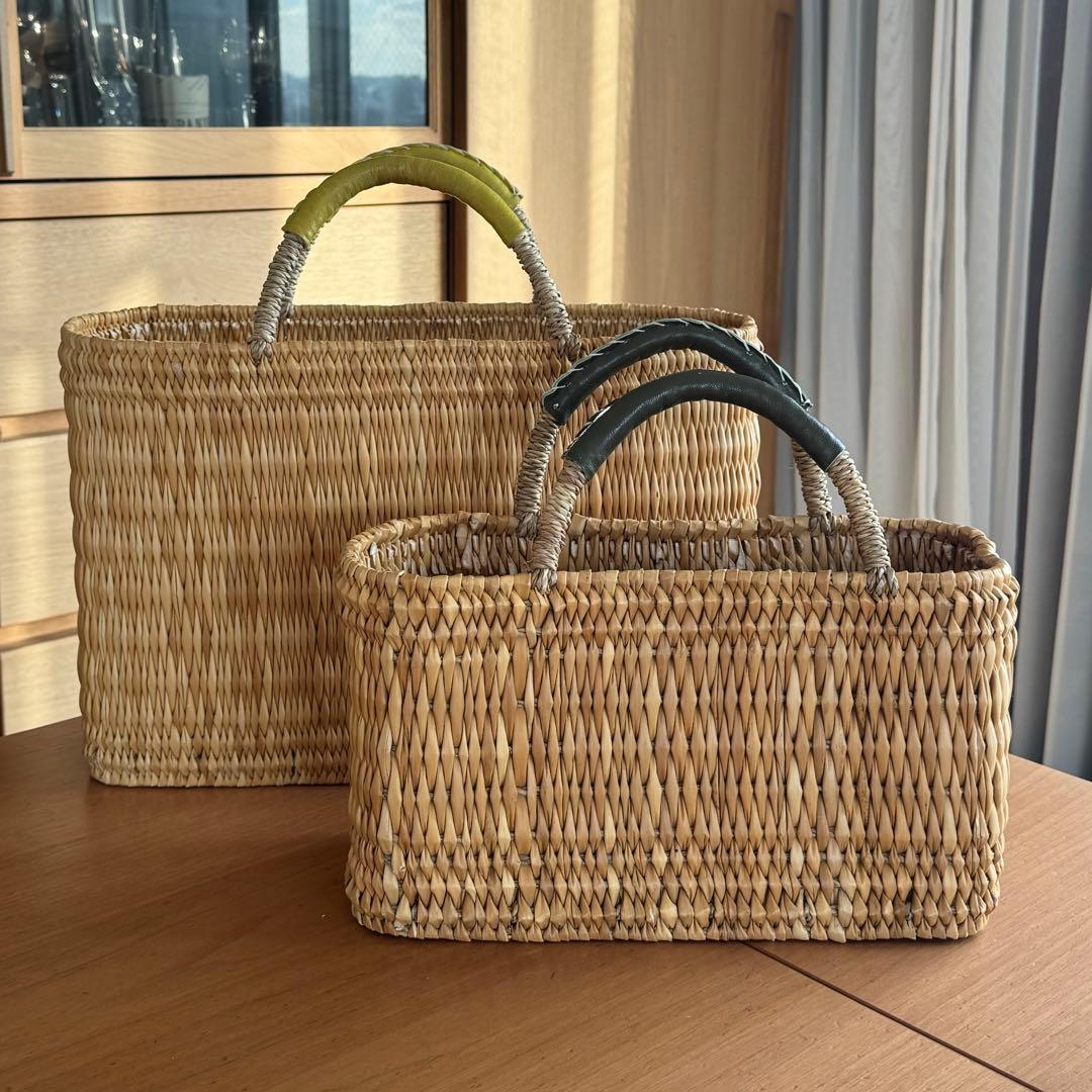 [1/9〆切] warang wayan ワランワヤン かごバッグ大小2点セット warang wayan ストローかごバッグ 深型 黒 ｜くらすこと公式オンライン