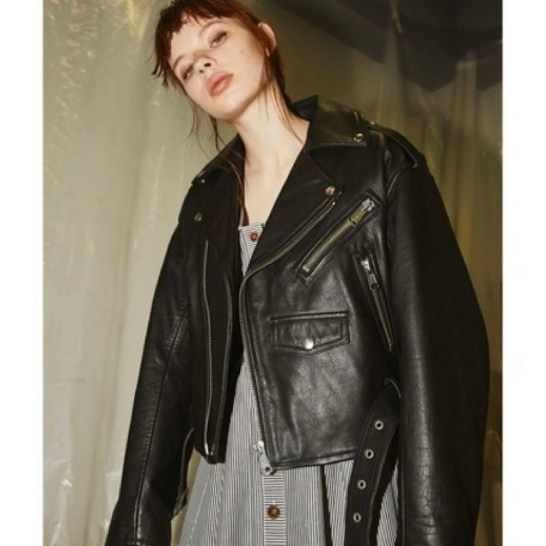 moussy LEATHER RIDERS JACKET ライダース レザー MOUSSY マウジー moussy LEATHER OVER RIDERS JACKET （ブラック） -靴