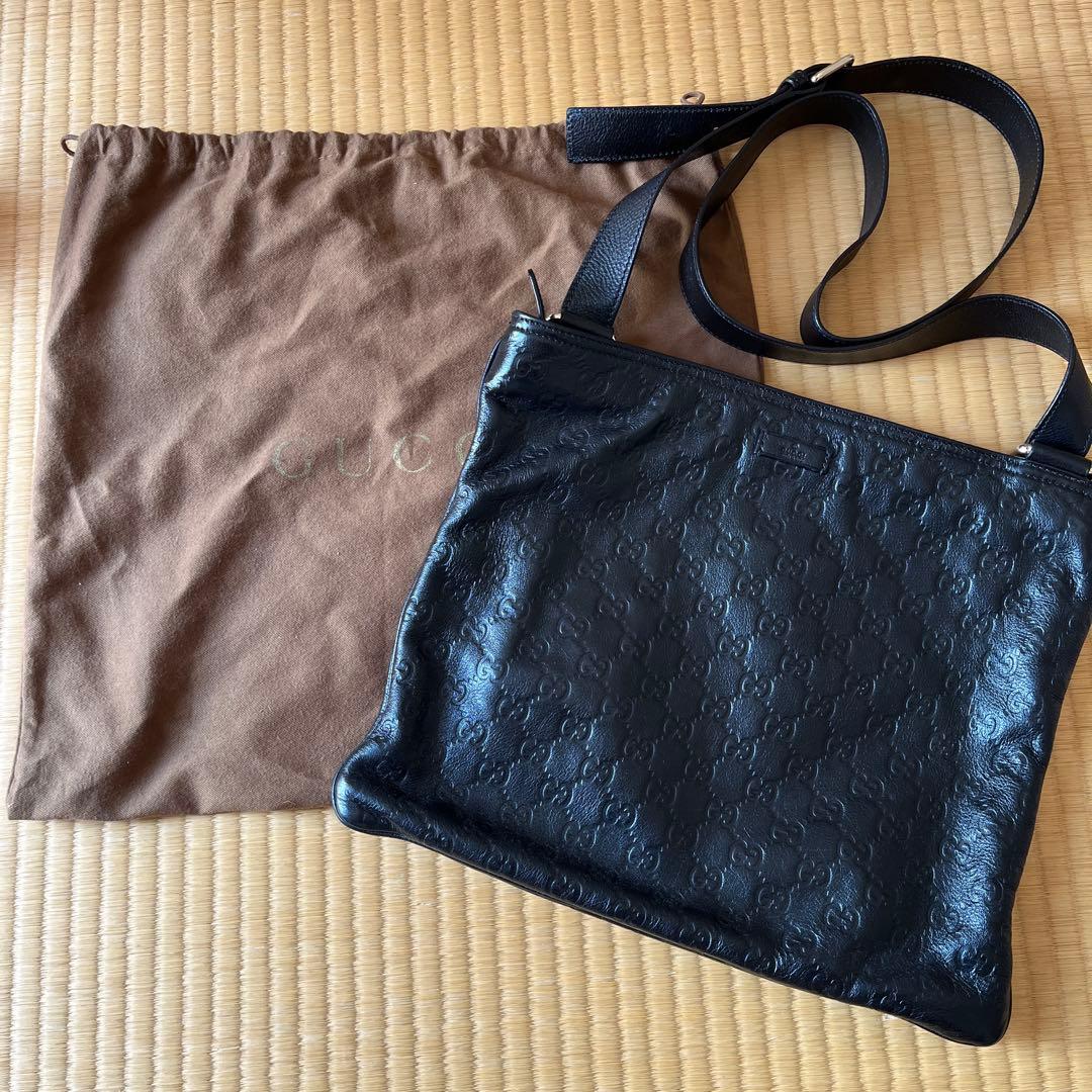 グッチシマ GUCCISSIMA メンズ サコッシュ ショルダーバッグ 本革/フルグレインレザー スキミング防止機能付き サコッシュ