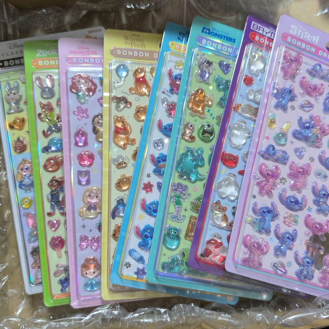 ボンボンドロップシール　ディズニー　8枚セット ディズニー ボンボンドロップシール 8点セット】大人気キャラクター