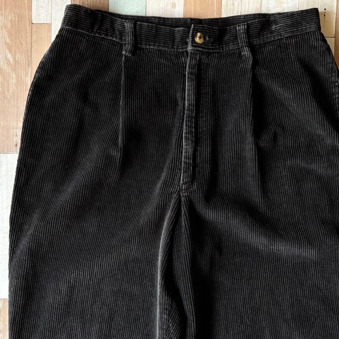 【USA製】90s LANDS'END 太畝コーデュロイパンツ 黒 W33L28 90s USA製 LANDS'ENDランズエンド 太畝 コーデュロイパンツ ベージュ
