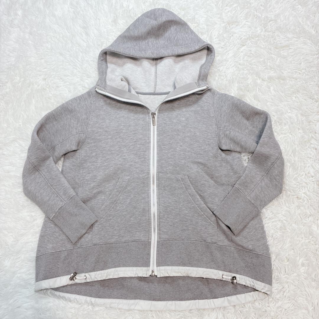 sacai サカイ スポンジスウェット パーカー フード付き フルジップ グレー sacai - サカイ スポンジ スウェットパーカー ジップアップ 長袖