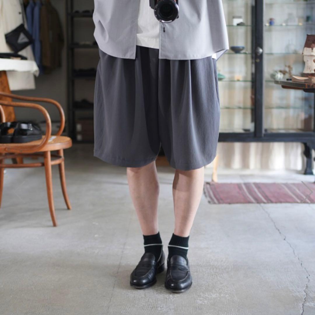 極美品NO CONTROL AIR ノーコントロールエアー ワイドショートパンツ NO CONTROL AIR ノーコントロールエアー マカロニ タッサー ワイド