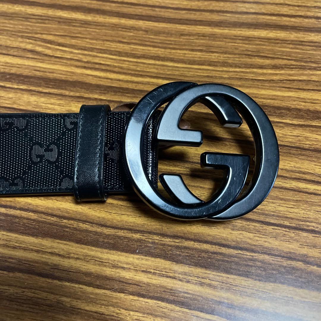 GUCCI グッチ ベルト インターロッキング GG デカロゴ 黒 GUCCI - 【美品】GUCCI ベルト インターロッキング GG デカロゴ