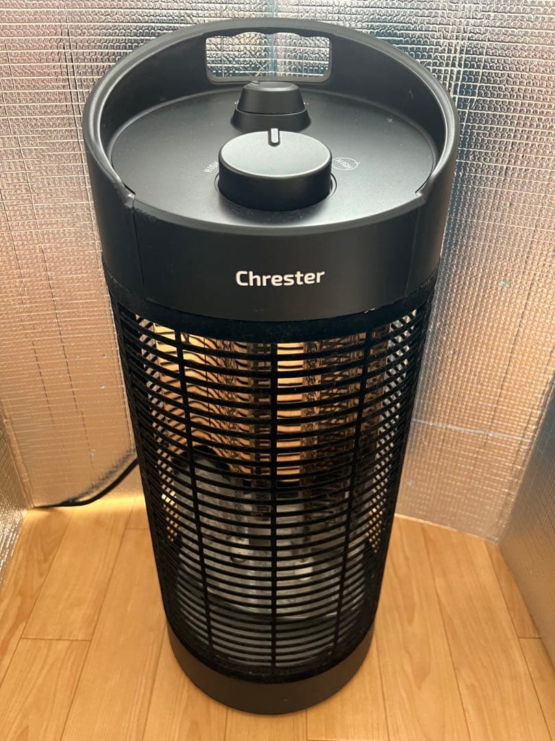 ✿さくら✿ Chrester タワー型電気ヒーター HEAT-K-121B 防水性能をもつchresterの電気ストーブ「HEAT-K-121B」は、屋外でも大