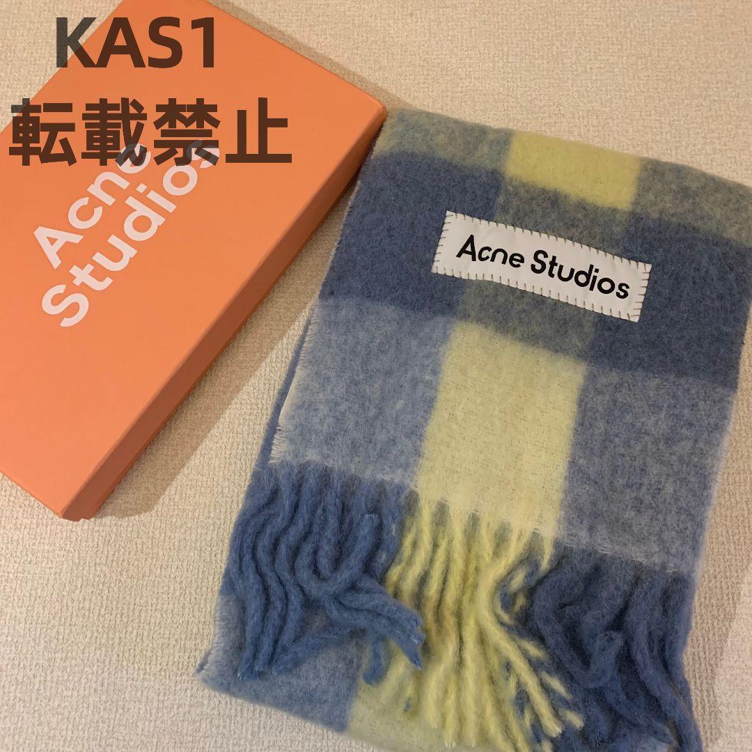 Acne Studios チェックマフラー ブルー×アイボリー 未使用 Acne Studios モヘアチェックスカーフ マフラー ブルー系｜Yahoo