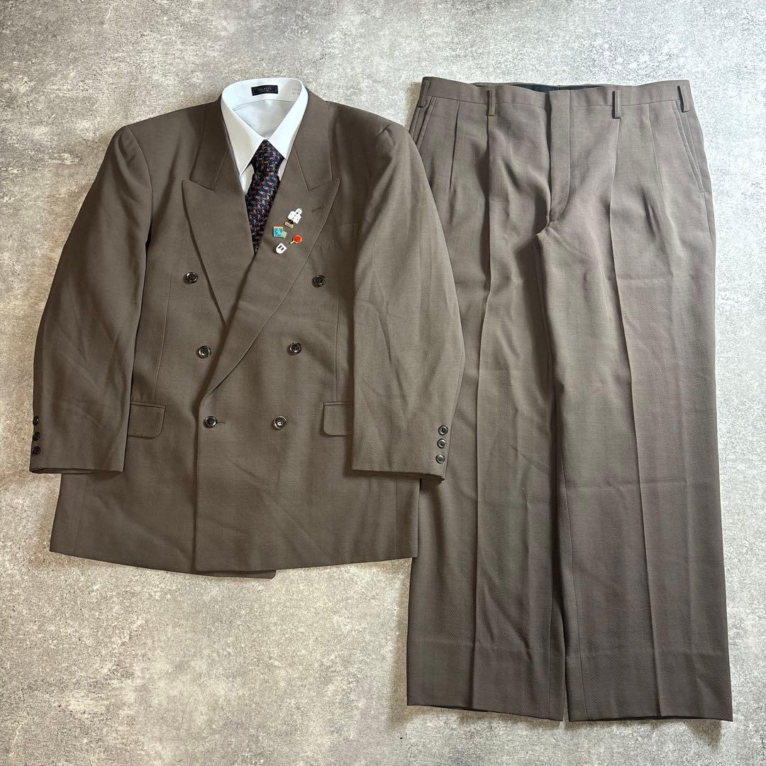 セットアップ ダブルスーツ 成人式 入学式 ピンズ vintage no.96 90s ヴィンテージ スーツ ダブル セットアップ 成人式vol.121オレンジ