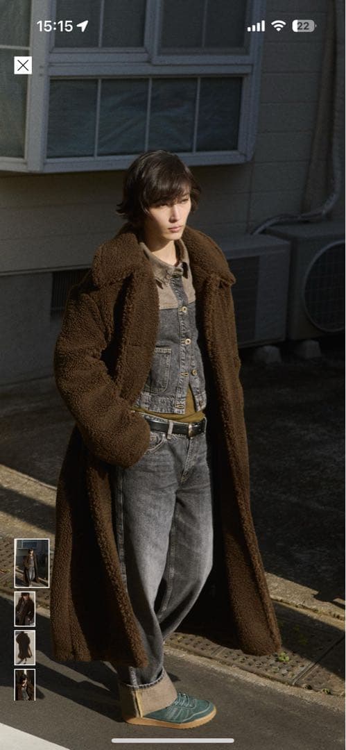 FAUX SHEARLING COAT ダークブラウン ロングコート Jackets & Coats | Petite Faux Shearling Biker Longline Coat