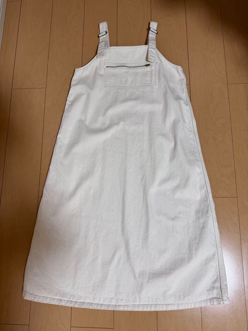 ホワイトサロペット ジッパー付き GYDA（ジェイダ） サロペット オーバーオール ラインスリーブニット