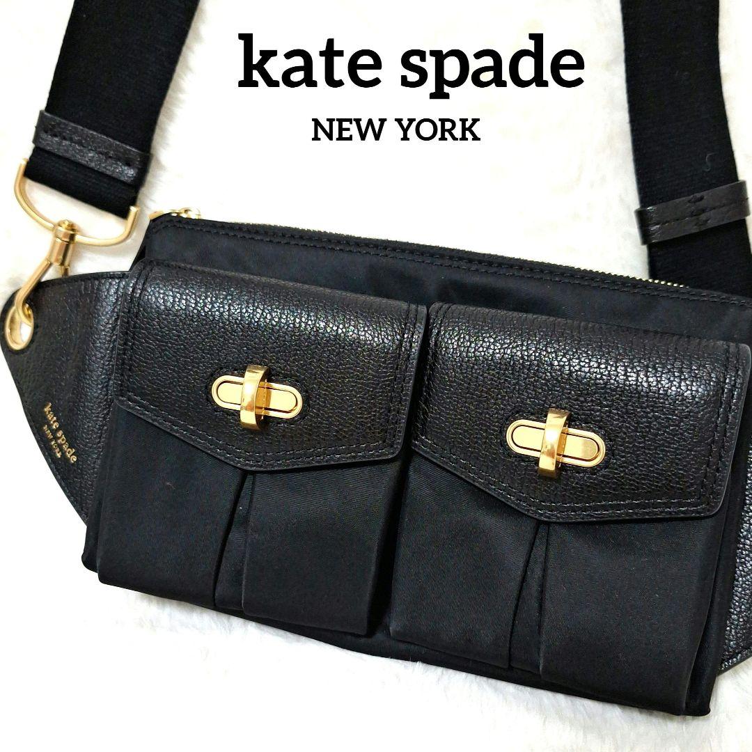 Used ♥ ケイトスペード ボディーバッグ ショルダー ブラック ゴールド Kate Spade(ケイトスペード) ショルダーバッグ フラップ ショルダー