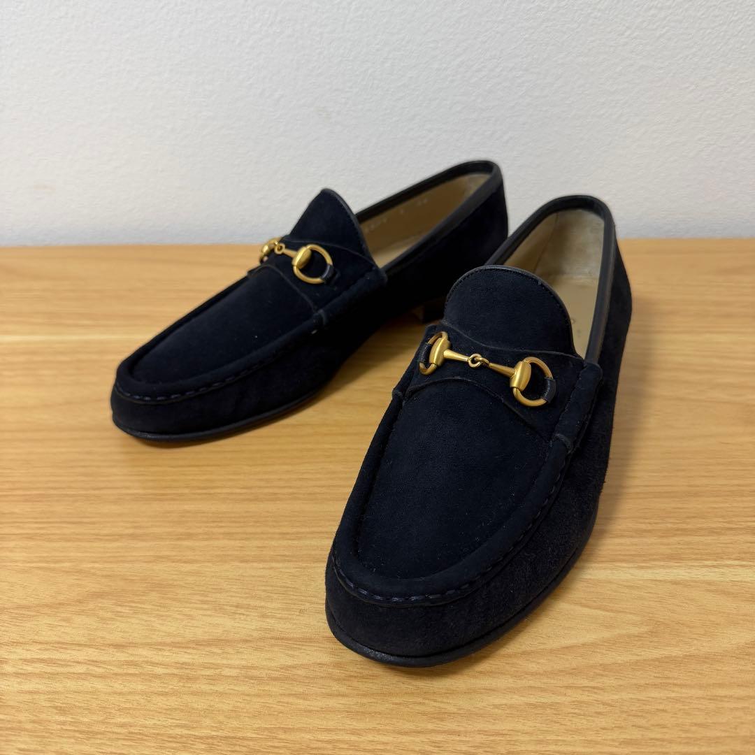 グッチ　ホースビット　ローファー　スエード　ネイビー　8サイズ C (やや傷や汚れあり)】GUCCI グッチ ホースビットローファー ネイビー