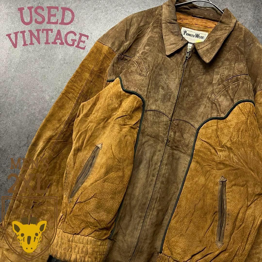☆US古着☆vintage【レザー・スエード ウエスタン ジャケット】2XL 90s USA製 SCHOTT ショット RANCHER ランチャー 398 スウェード レザー