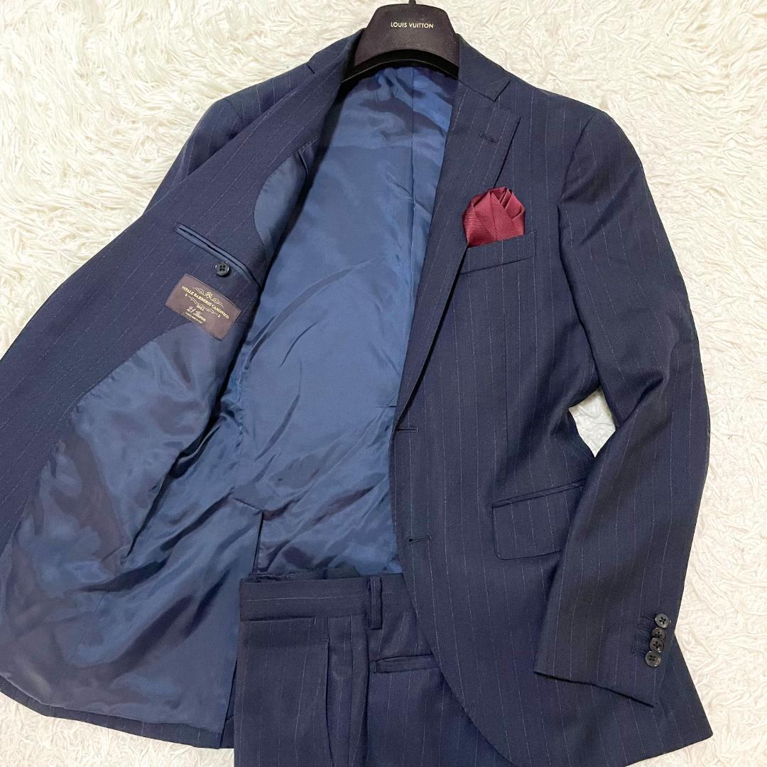 美品 ユニバーサルランゲージ カノニコ21ミクロン セットアップ ネイビー系 M 美品 ユニバーサルランゲージ S カノニコ 21ミクロン セットアップ