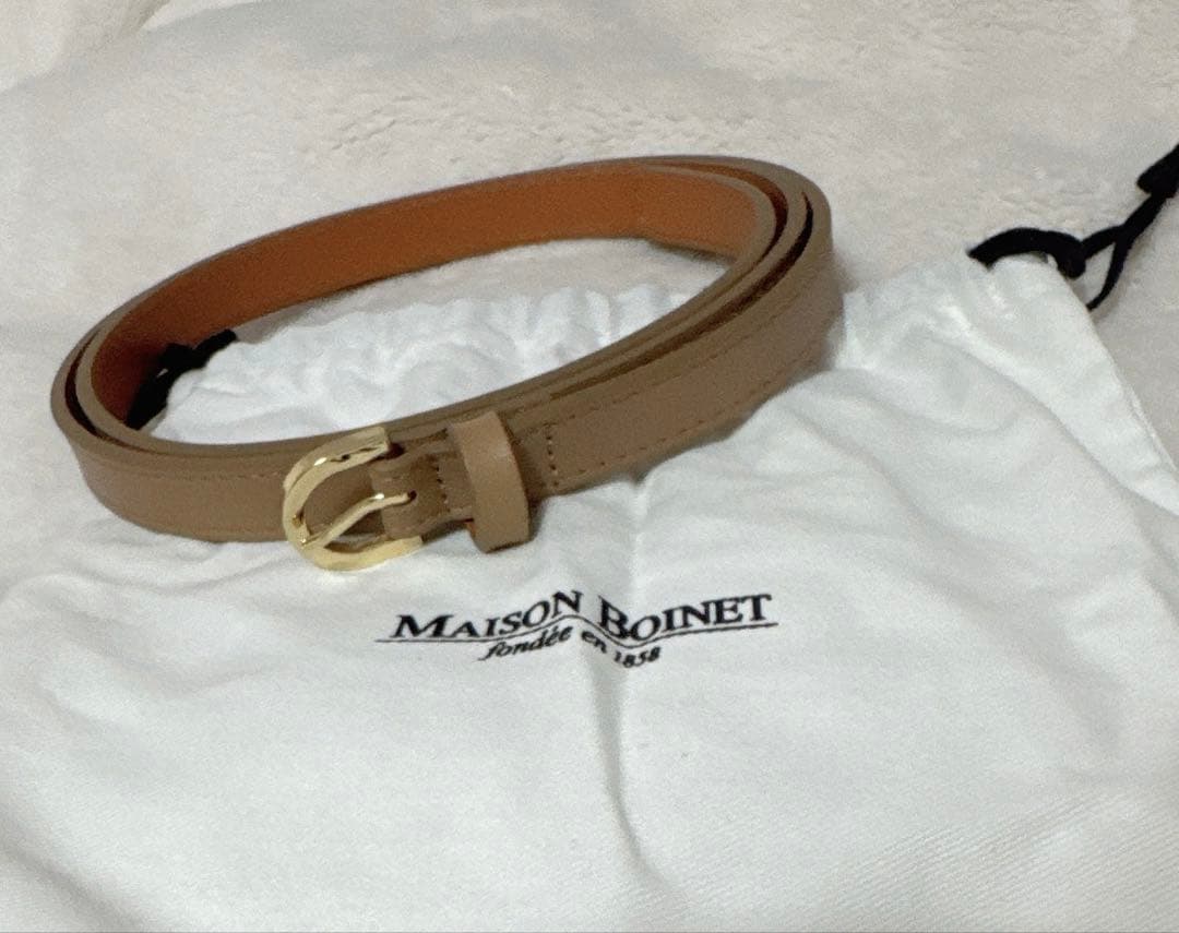 【新品未使用】Maison Boinetメゾンボワネグレージュ×ゴールドベルト Maison Boinet リバーシブル ベルト（ベルト）｜MAISON BOINET