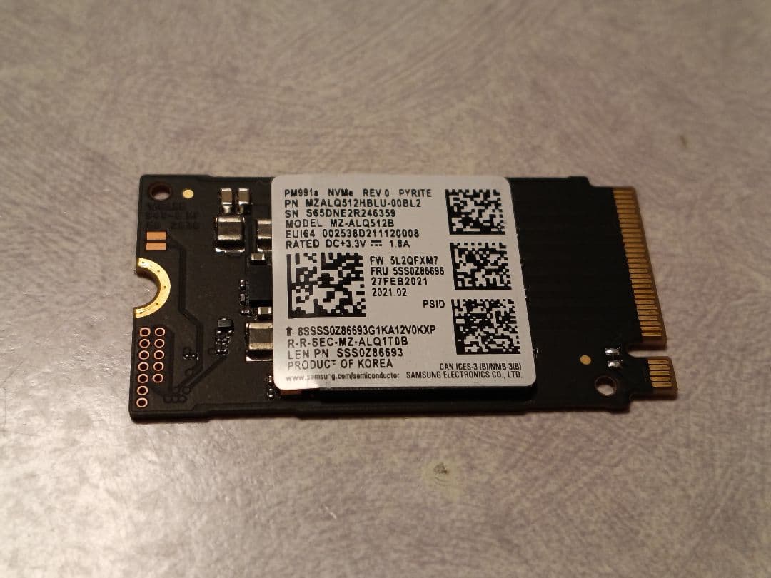 内蔵型SSD SAMSUNG 512GB NVMe M.2 2242_95%_359 NVME SAMSUNG SSD 512GB PM9C1a M.2 2242 42mm NVMe PCIe Gen3 x4