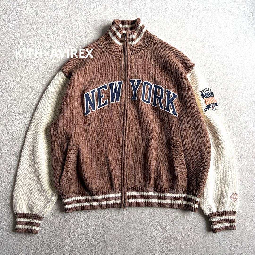 ダイアモンドフユカイ KITH AVIREX ニット ジャケット Kith & AVIREX for the New York Yankees Leather Jacket - Nocturnal / Sn