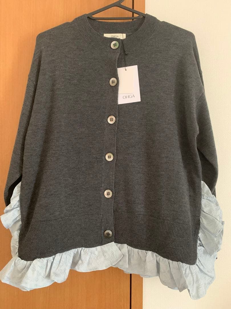 OHGA グレー フリルニットセーター F