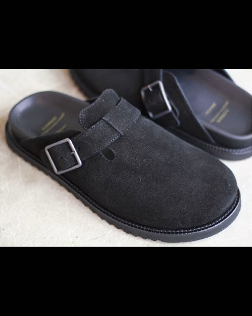 美品 Slow & Co. スロウ ブラック スエード レザー サボ サンダル