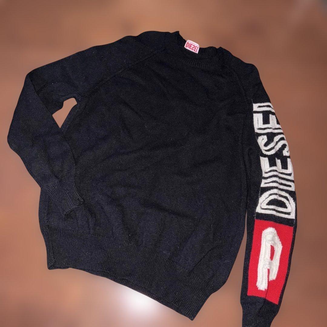 Diesel ディーゼル　袖　ルーズフィット　セーター　ロゴ刺繍　セーター　黒 DIESEL（ディーゼル） セーター メンズ DIESEL A04085 0WCAG 黒 長袖