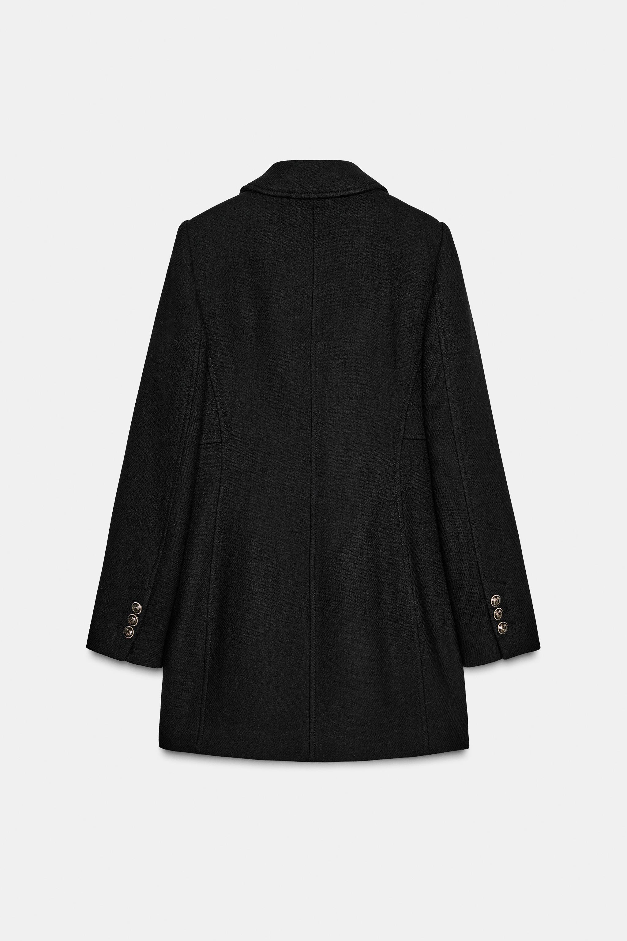 ウール混紡ショート丈ダブルブレストコート - ブラック | ZARA Japan